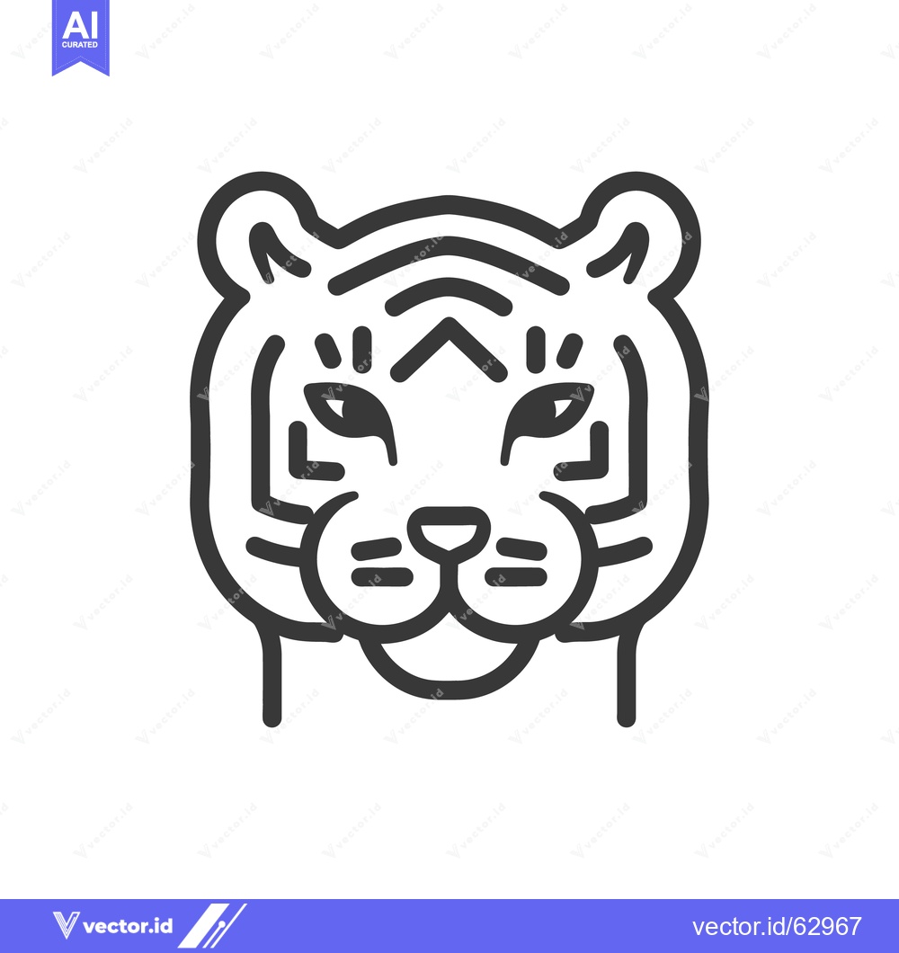 Premium Vector dari A simple outlined drawing of a tiger head facing forward