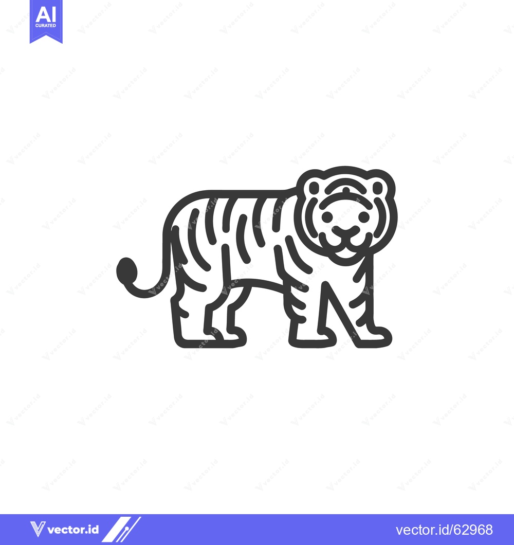 Premium Vector of A simple minimalist black and white illustration of a tiger