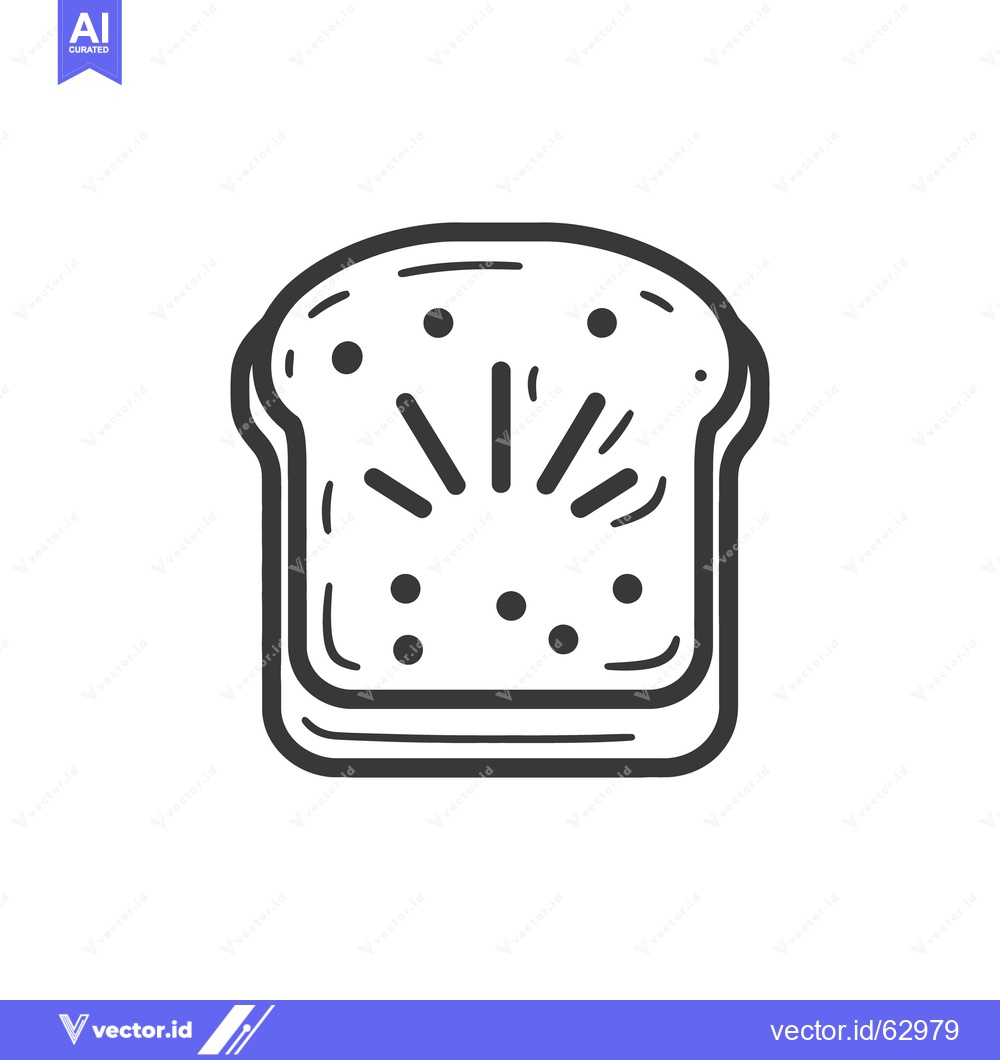 Premium Vector dari A black and white illustration of a single bread slice
