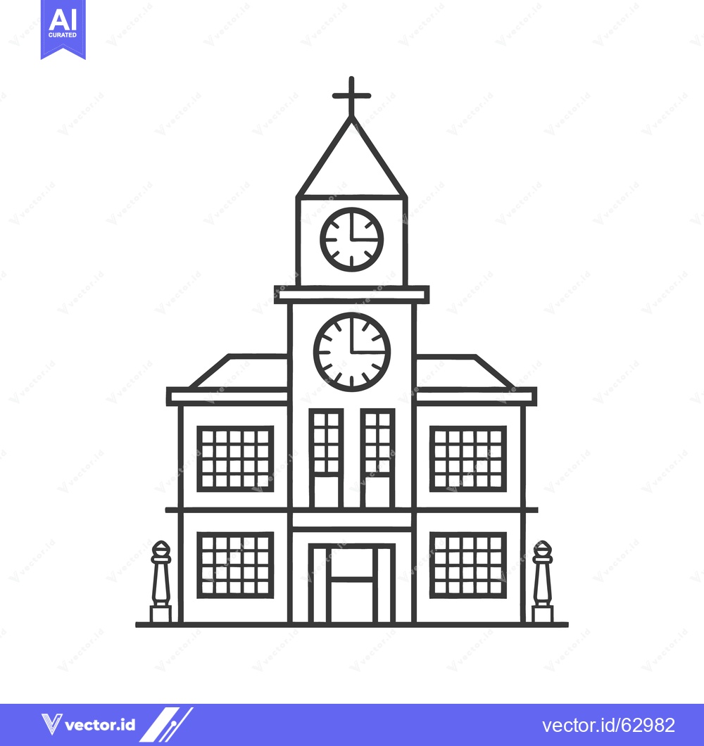 Premium Vector dari A detailed black and white outline of a municipal building