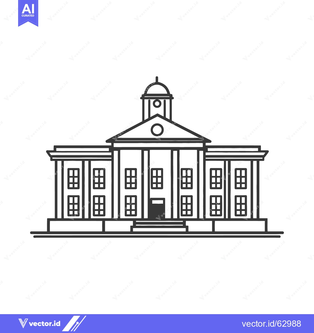 Premium Vector dari A symmetrical line art illustration of a classical building