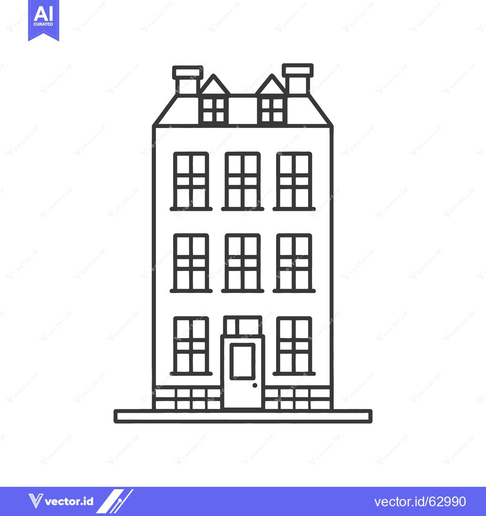 Premium Vector dari A simple outline drawing of a tall multi story building