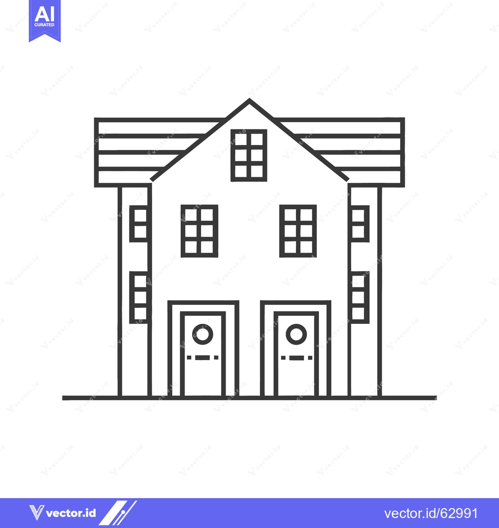 Premium Vector dari A symmetrical outline of a house with two front doors