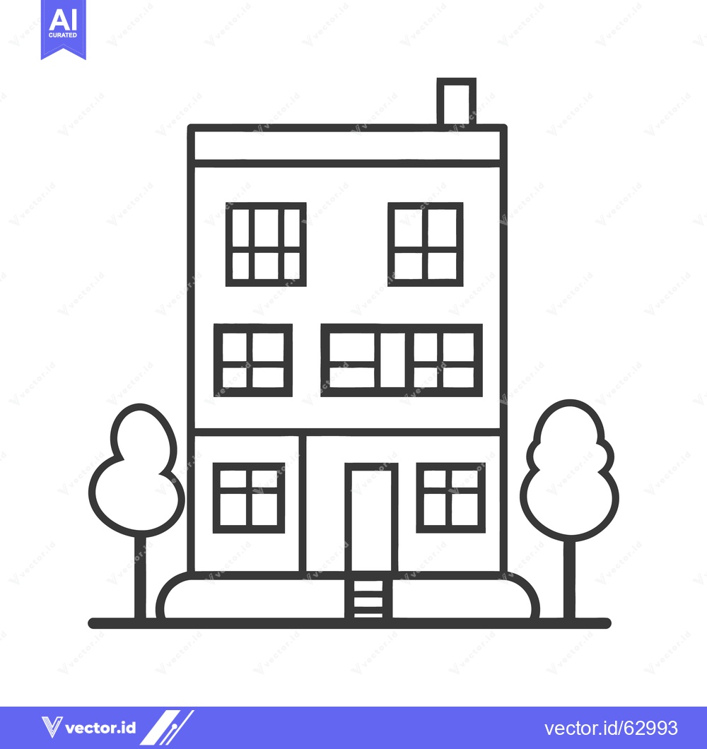 Premium Vector dari A simple black and white line drawing of a building