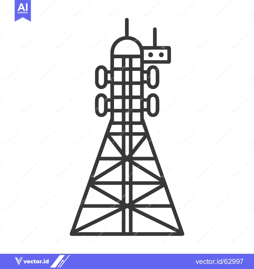 Premium Vector of A tall communications tower displaying broadcasting and reception equi