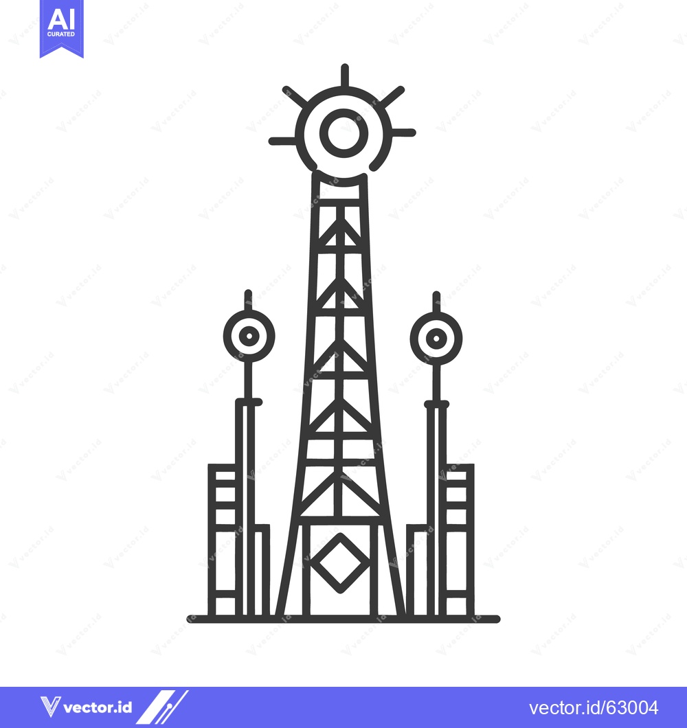 Premium Vector dari A graphic illustration featuring a tall communication tower design