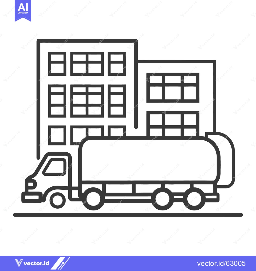 Premium Vector dari A delivery truck parked near buildings with many square windows