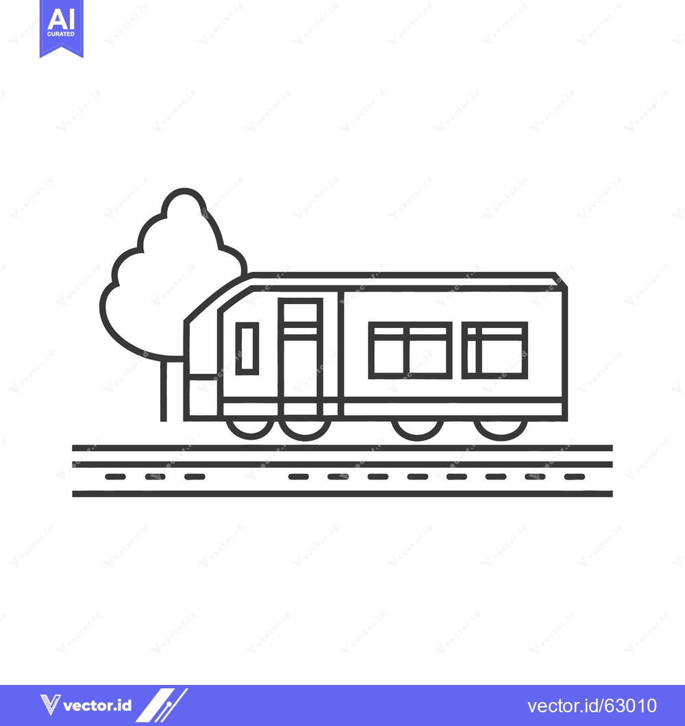 Premium Vector dari A train traveling on railway tracks next to a stylized tree
