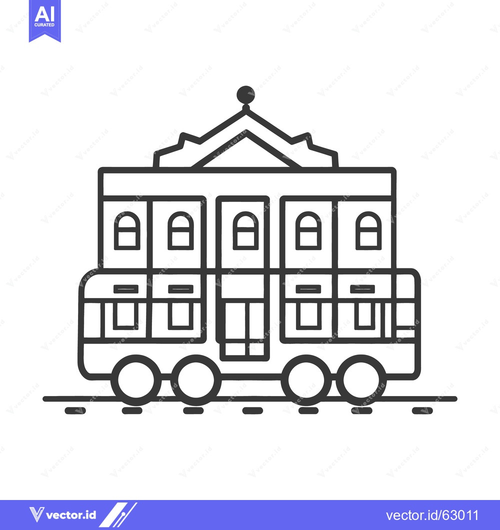 Premium Vector of A stylized outline illustration of a vintage public transportation tro