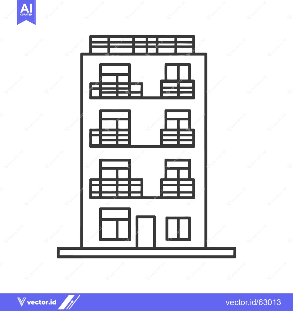 Premium Vector of A simple illustration of a tall multi story residential building