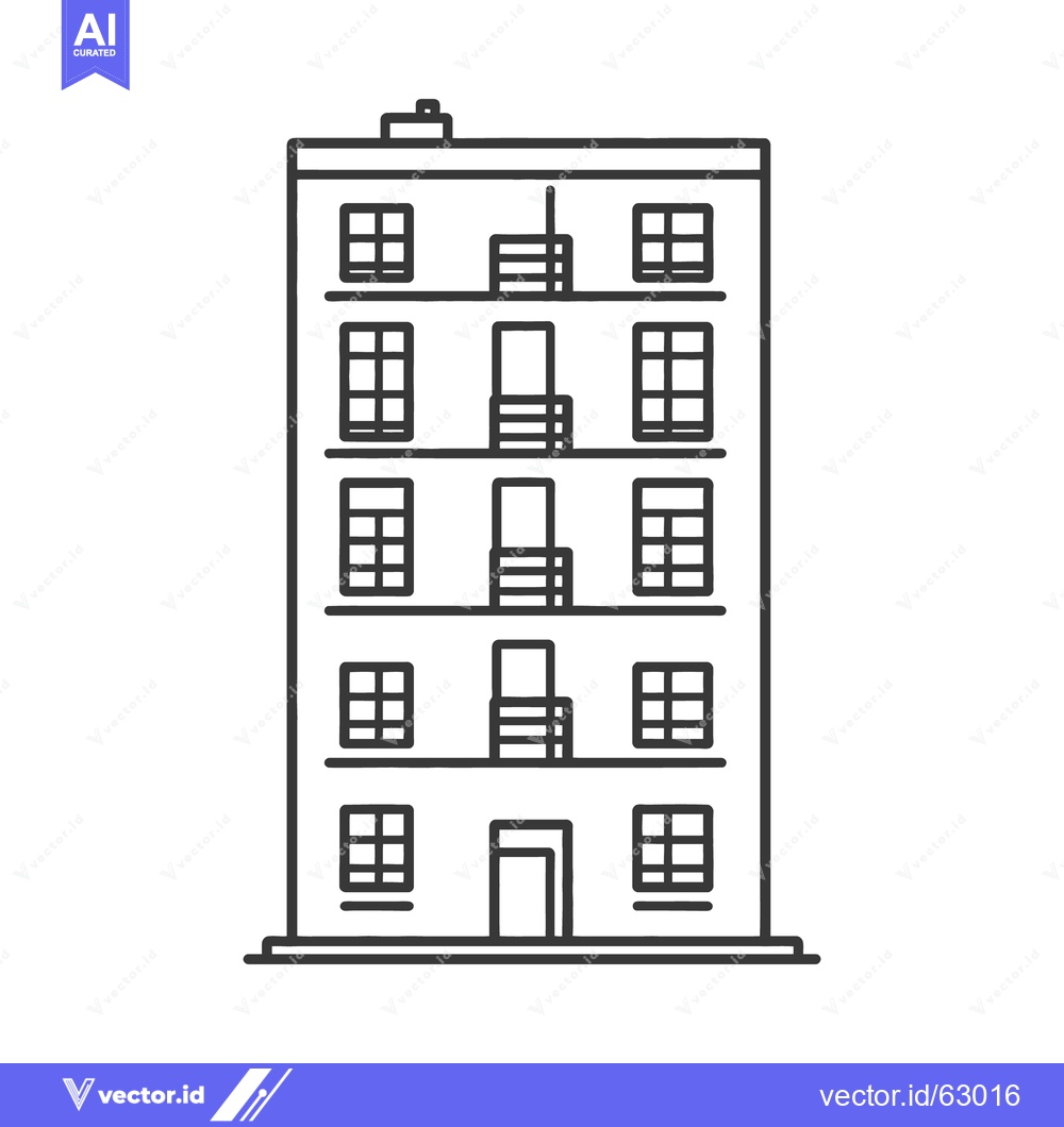 Premium Vector dari A simple black and white drawing of a multi story building