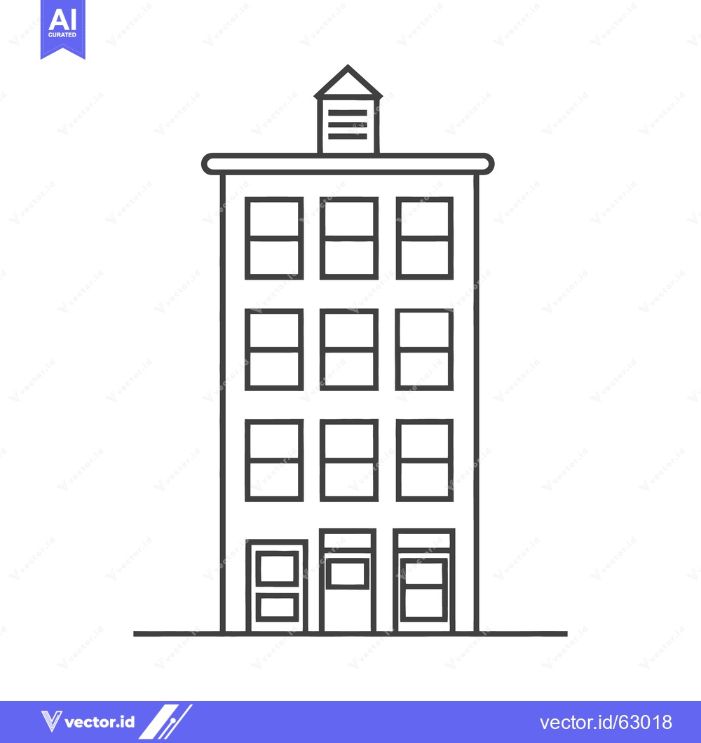 Premium Vector dari A simple black line drawing of a multi story building