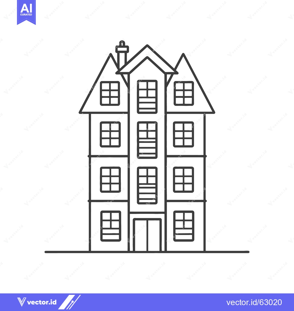 Premium Vector dari A simple line drawing of a tall residential building