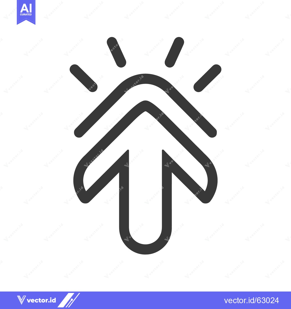 Premium Vector of An upward pointing arrow symbol featuring rays emanating from its top