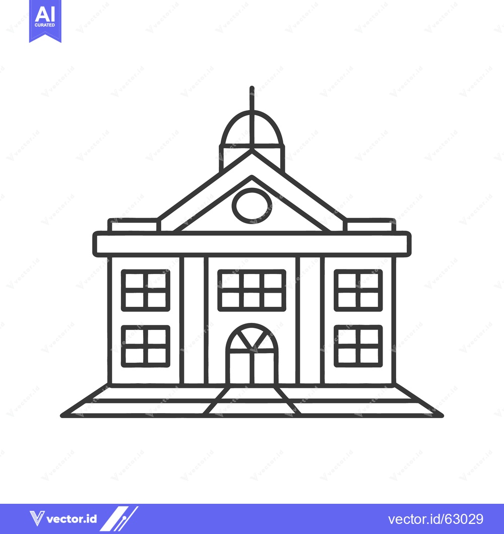 Premium Vector of Simple outline illustration of a building with a small domed roof