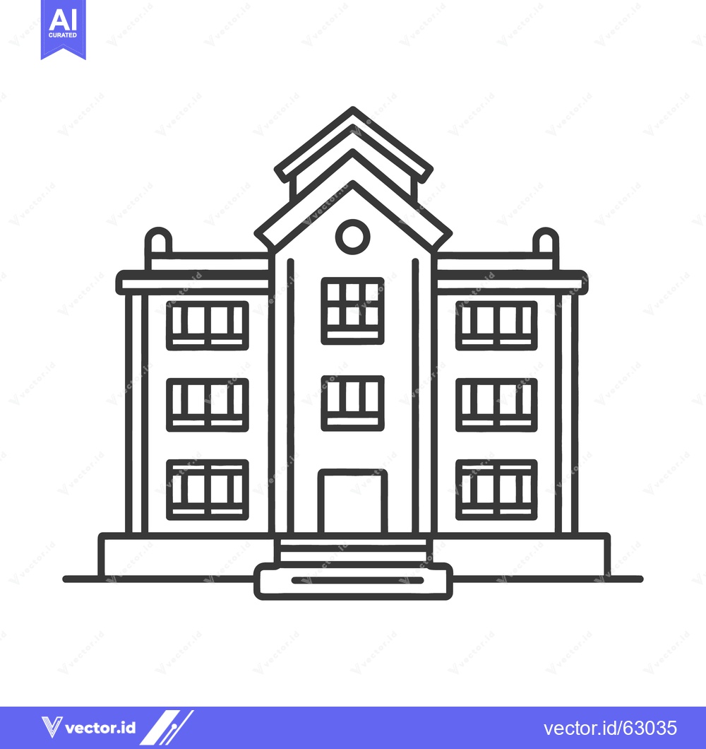 Premium Vector dari A three story building with multiple windows and a small roof