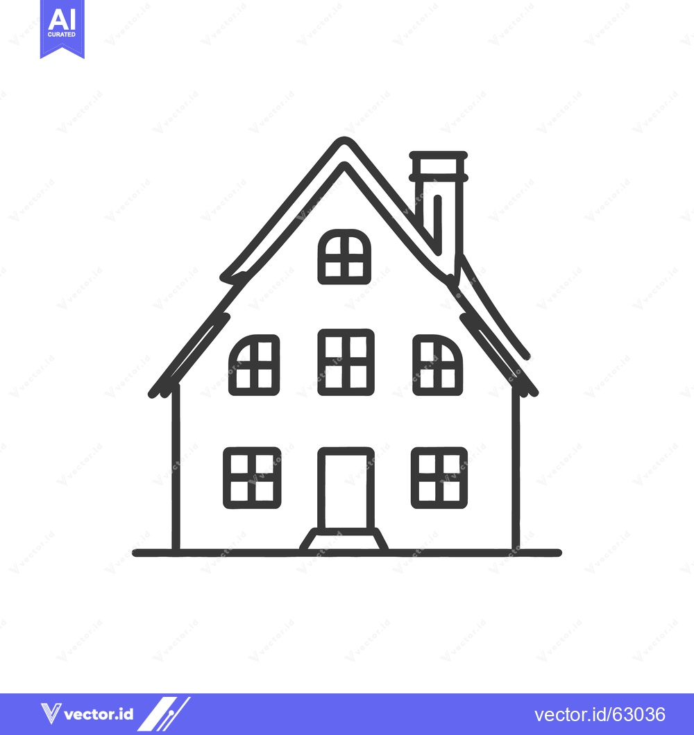 Premium Vector dari Simple black line drawing of a house building facade