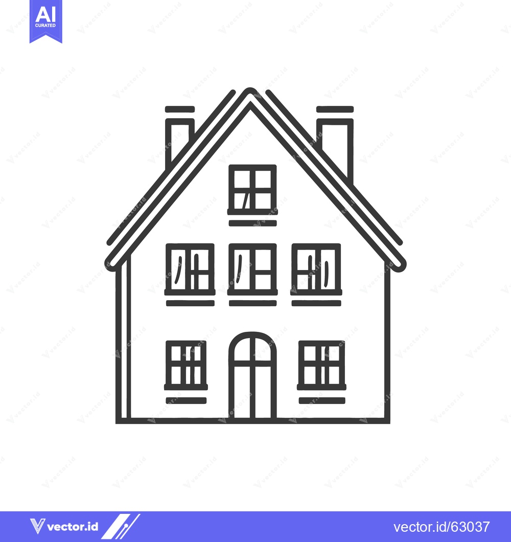 Premium Vector of A simple black and white line art representation of a house
