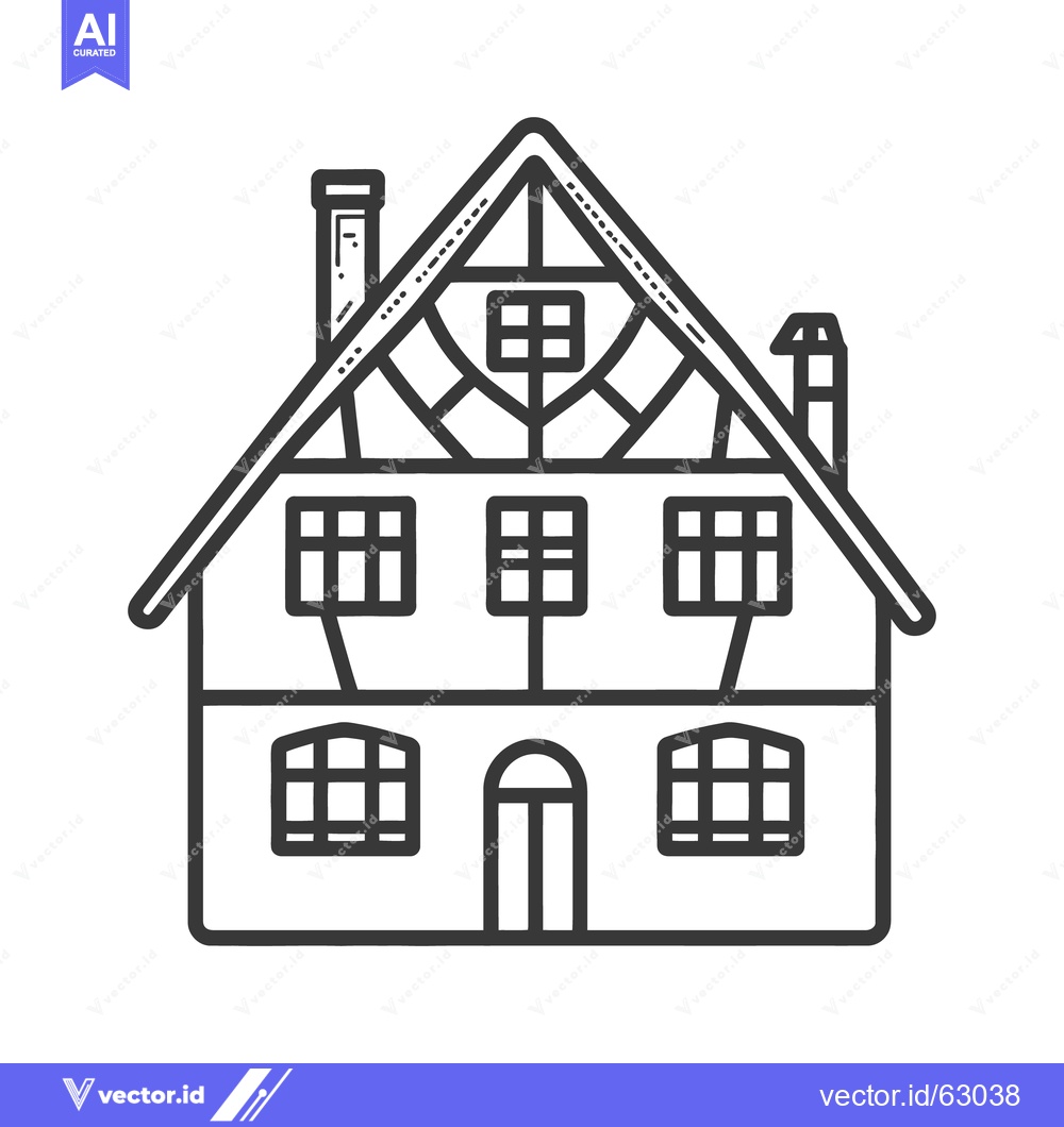 Premium Vector of A detailed line art illustration of a charming house facade