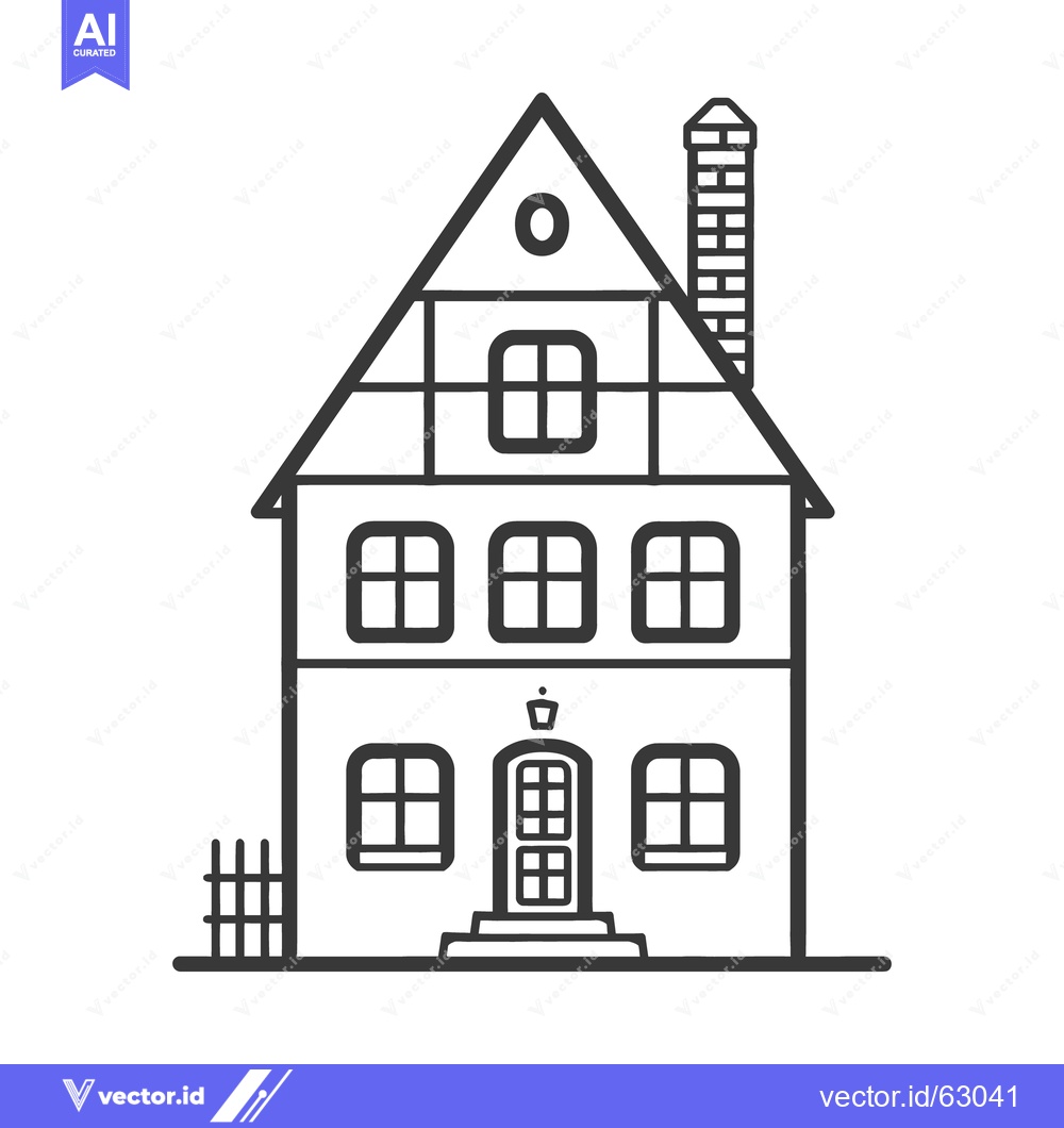 Premium Vector of Simple black and white illustration of a traditional house