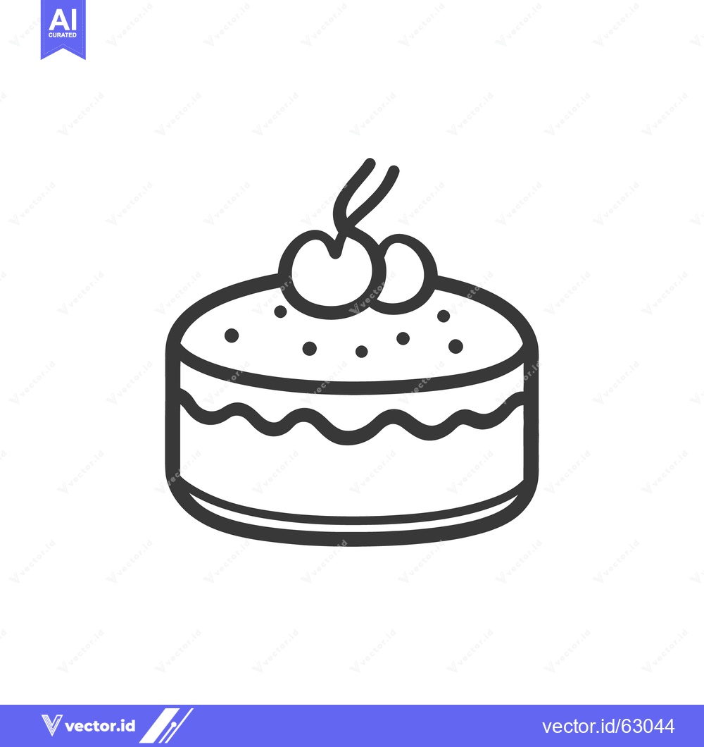 Premium Vector dari A small round cake decorated with two cherries on top