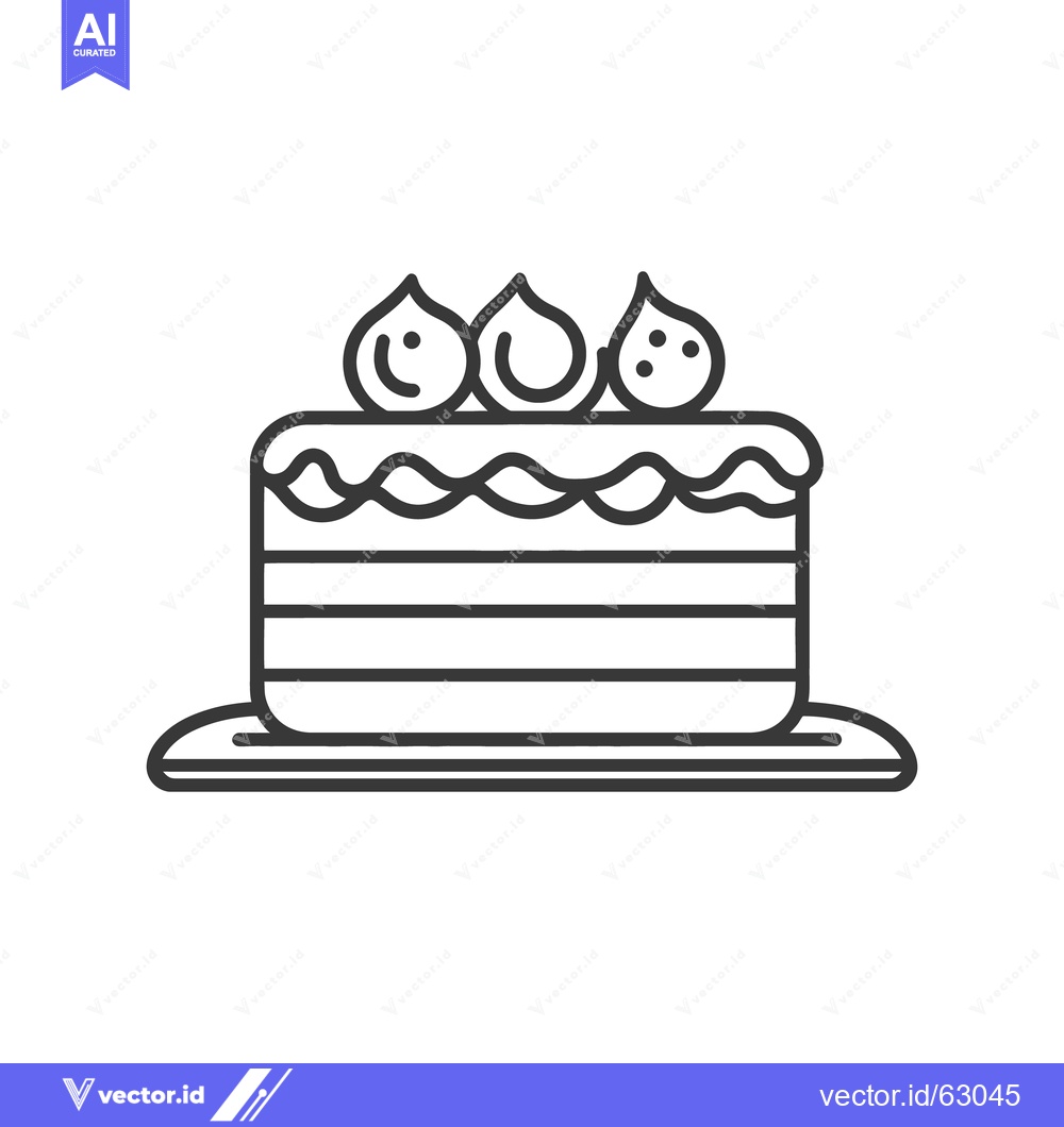 Premium Vector dari Simple black and white illustration of a layered frosted dessert