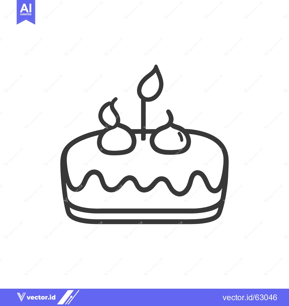 Premium Vector of A Simple Birthday Cake Decorated with Candle and Decorations