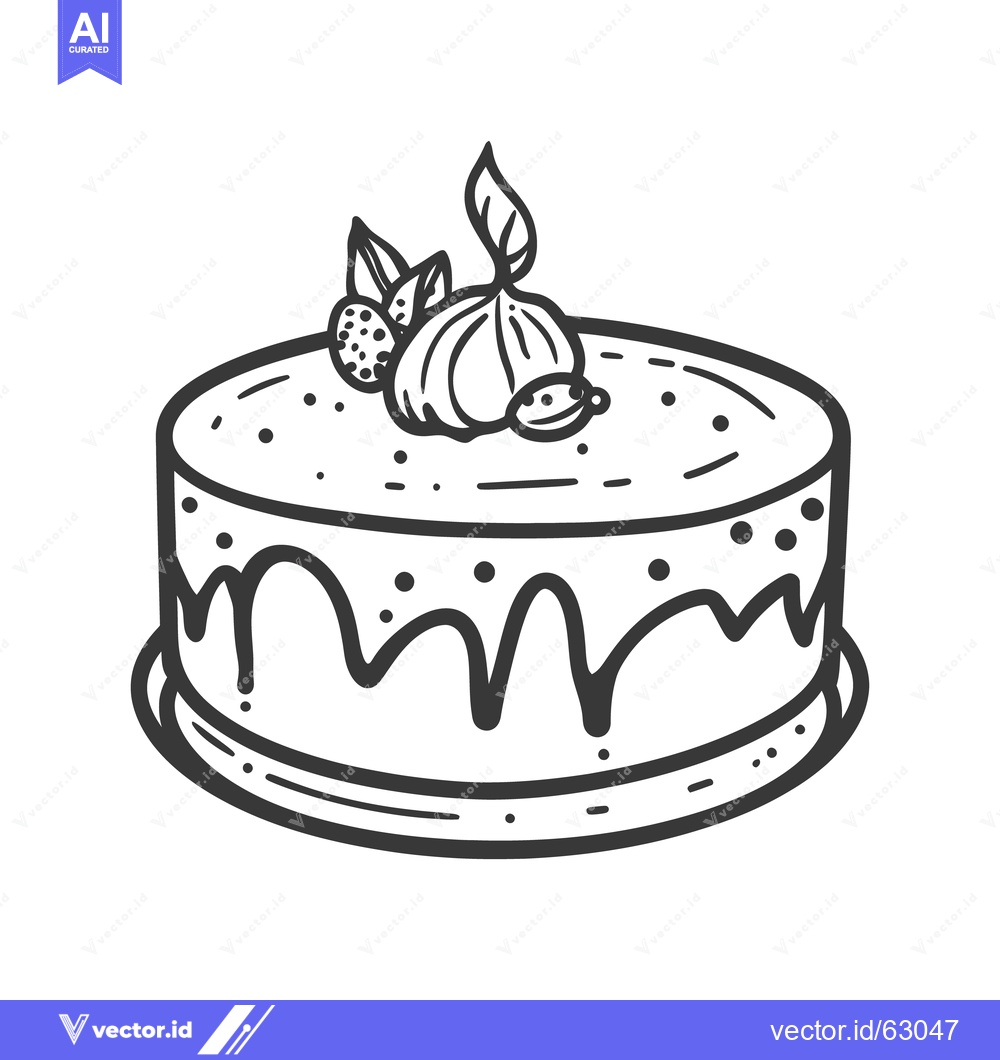 Premium Vector of Detailed outline of a delicious decorated layered round cake