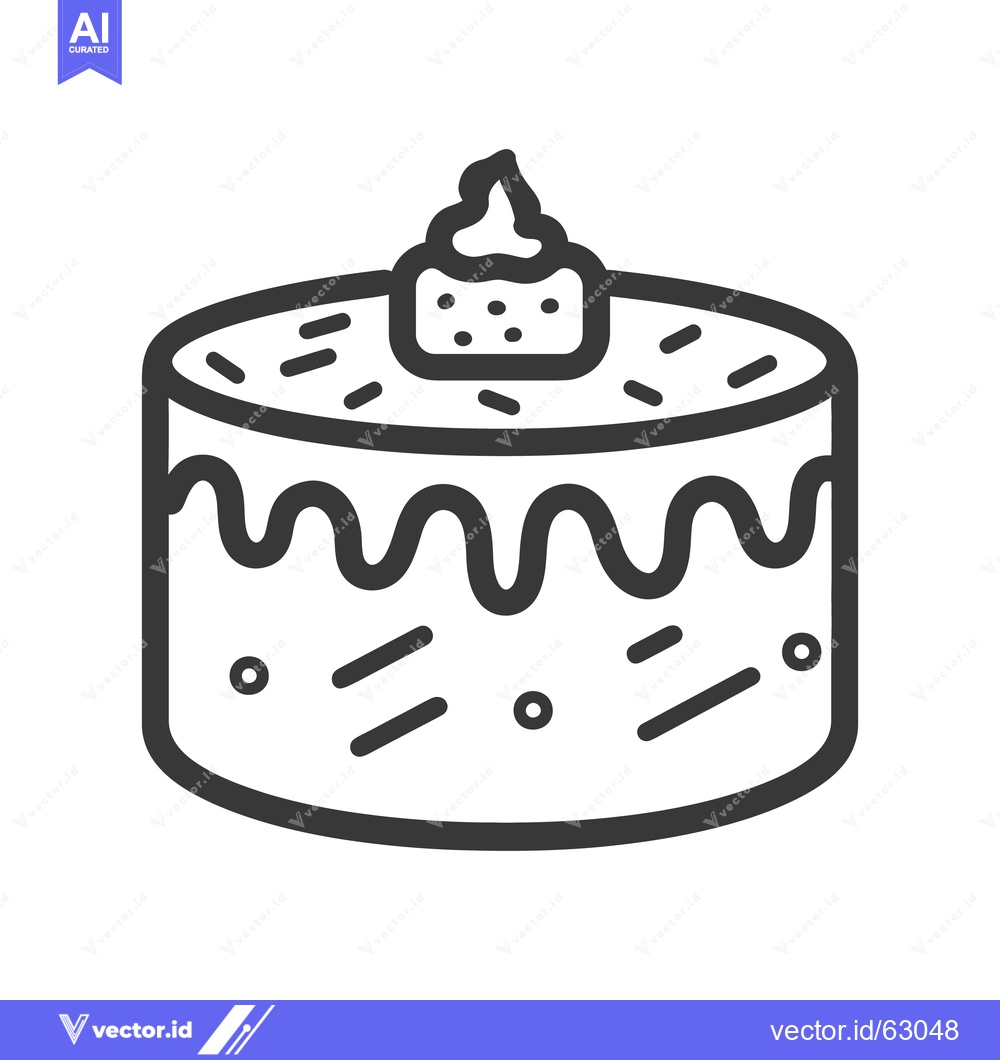 Premium Vector dari An outlined image depicting a layered cake with frosting decoration
