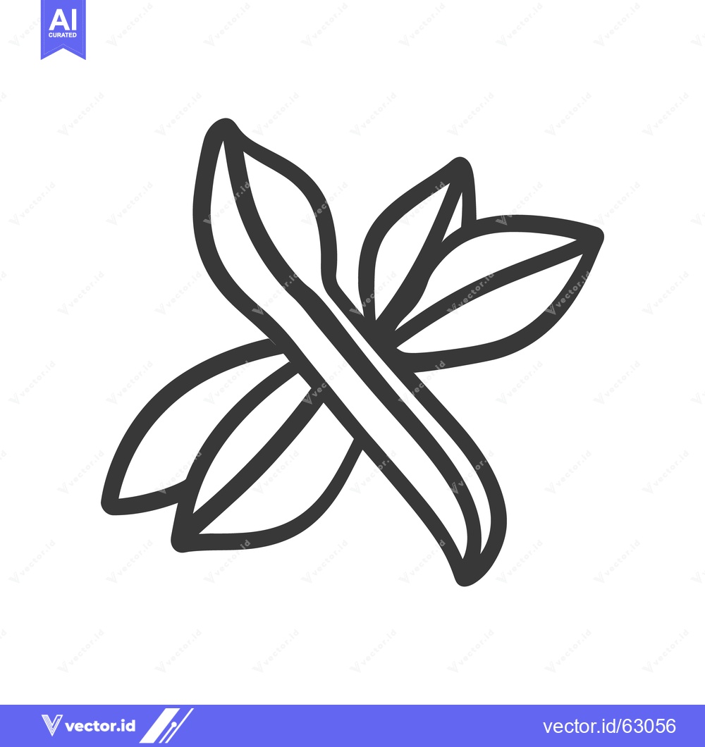 Premium Vector dari A simple outline illustration of vanilla bean pods and leaves