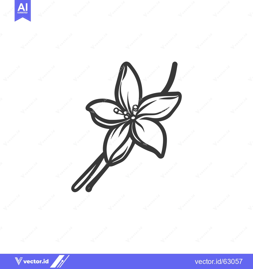 Premium Vector dari A single stylized flower illustration with petals and stem details