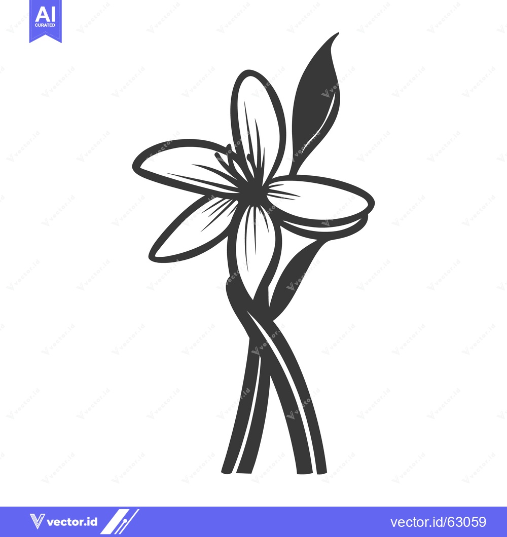 Premium Vector of A monochrome flower illustration with leaves and stems displayed