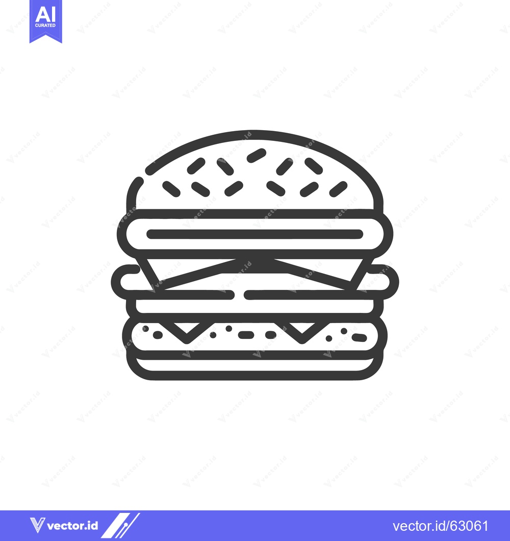Premium Vector dari A stylized outline image representing a delicious double cheeseburger