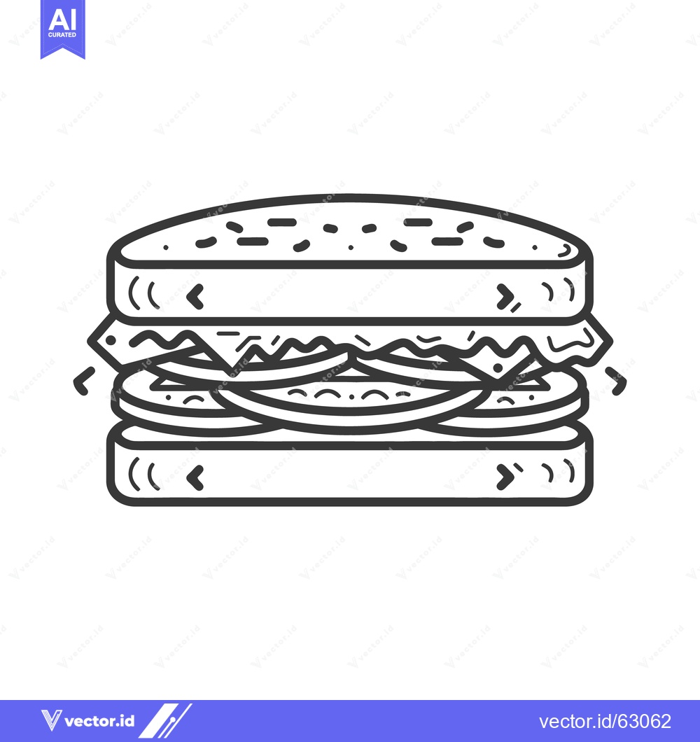 Premium Vector dari A simple black and white illustration of a delicious sandwich