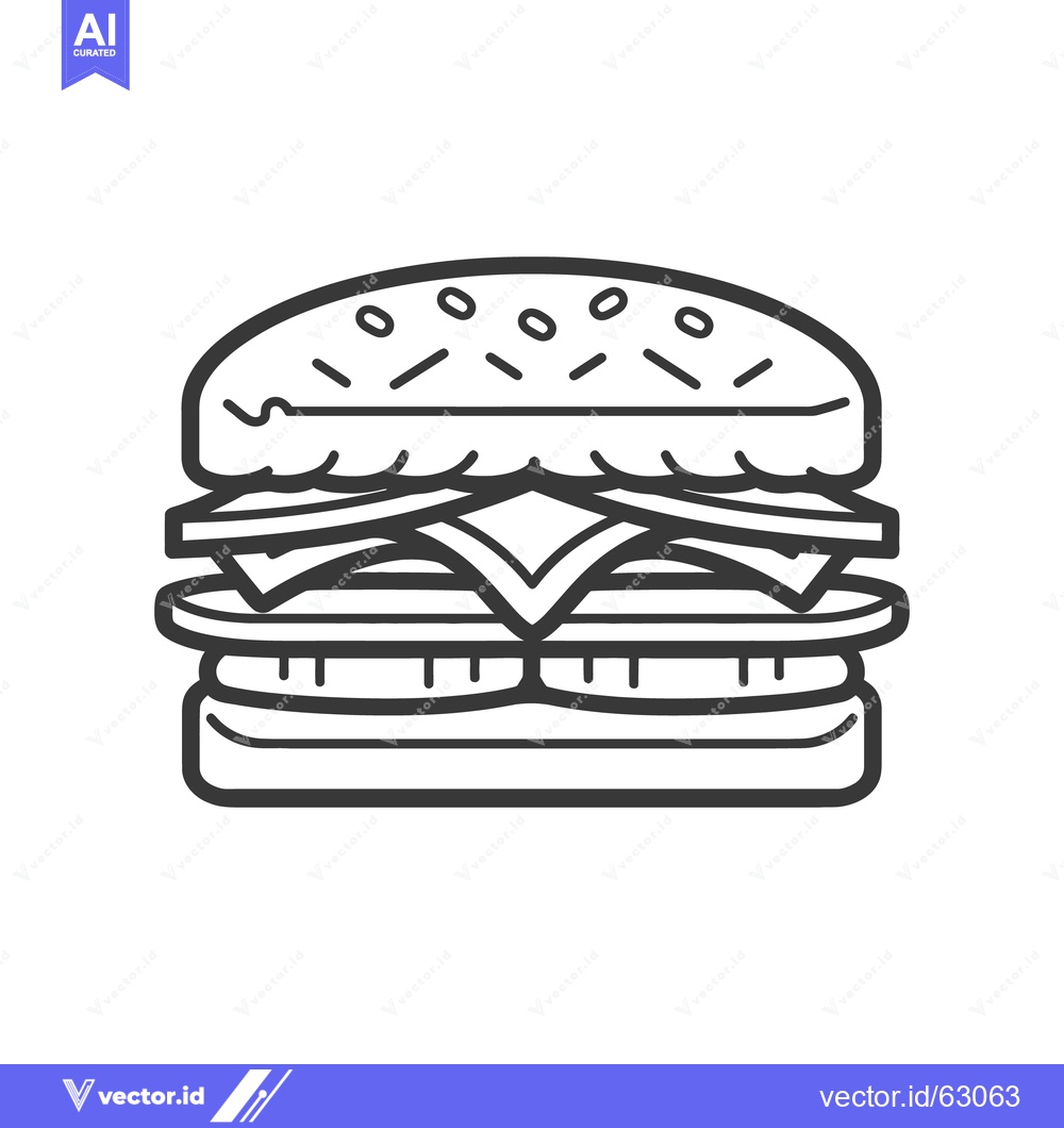 Premium Vector of A simple black and white illustration of a stacked hamburger