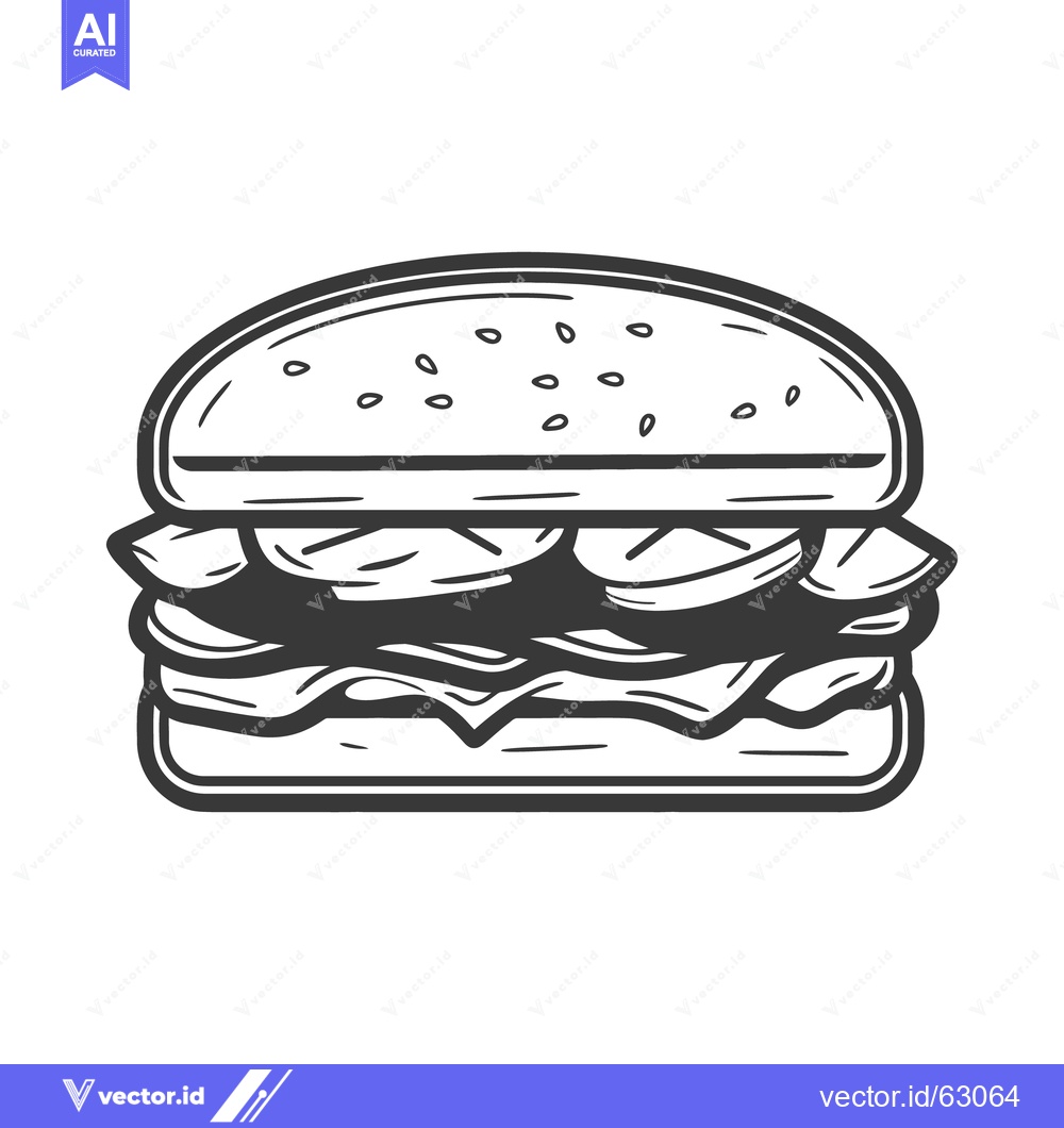 Premium Vector dari A delicious burger with different ingredients between two buns