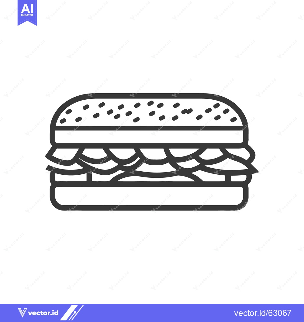 Premium Vector dari A simple black and white line drawing illustrating a delicious sandwic