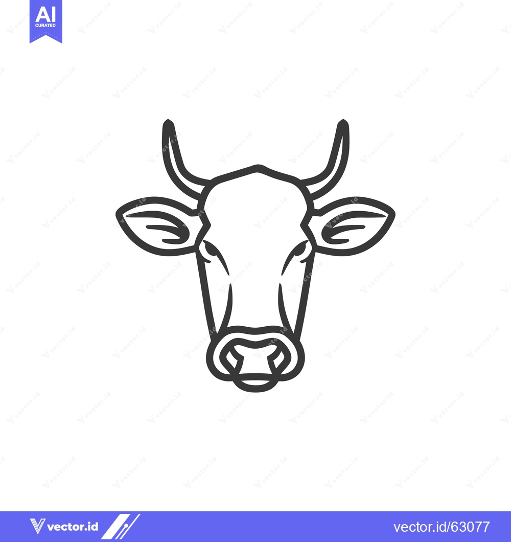 Premium Vector dari A symmetrical black and white illustration of a cow head