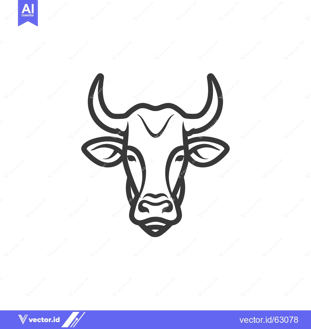 Premium Vector dari A stylized illustration depicting the front view of a bull