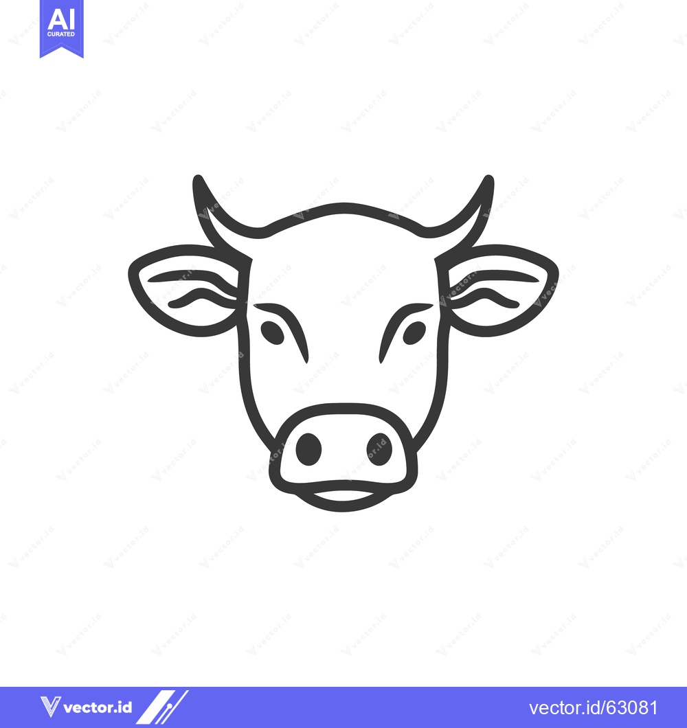 Premium Vector of A simple black and white line drawing showing a cow head
