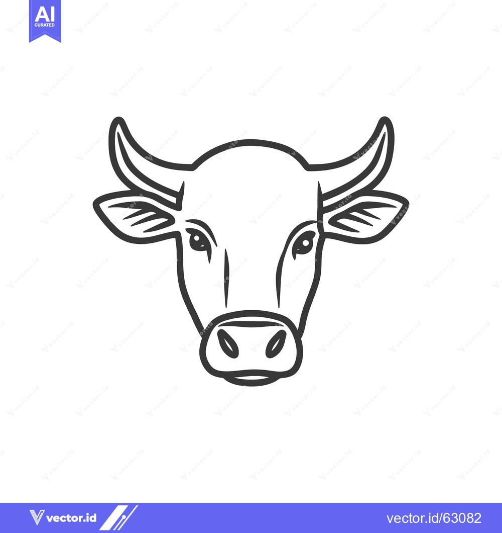 Premium Vector dari A simple black and white outline image of a cows head