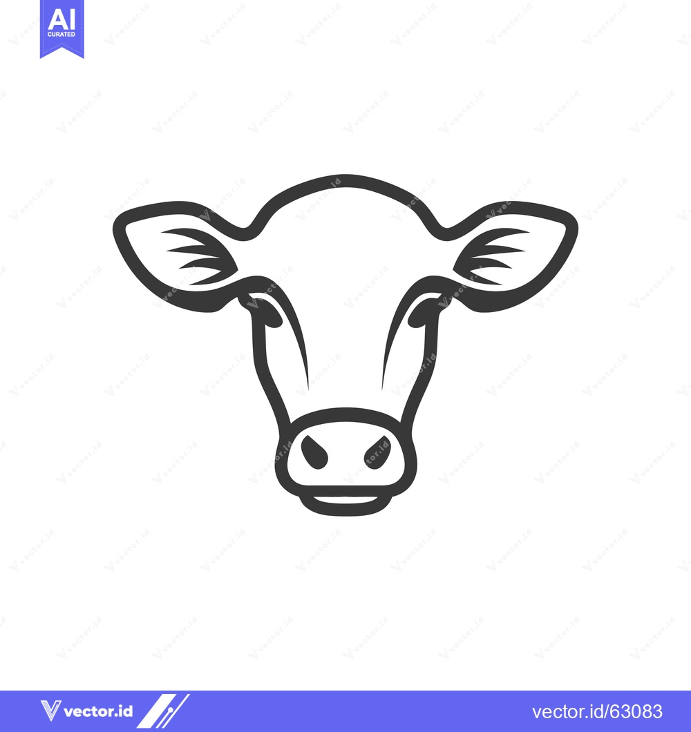 Premium Vector dari A stylized illustration depicting the head of a domestic cow