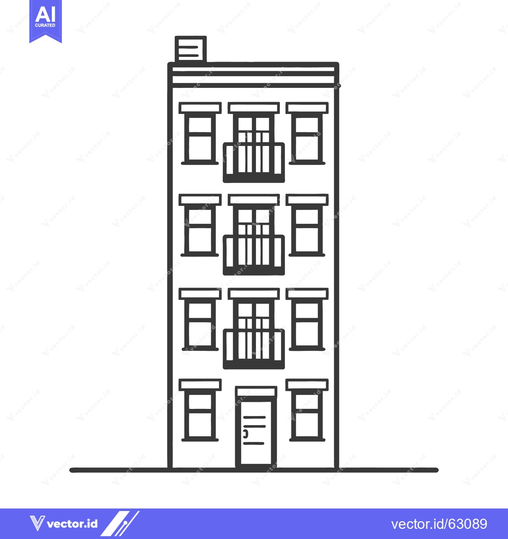Premium Vector dari A tall residential building with balconies and multiple windows is sho