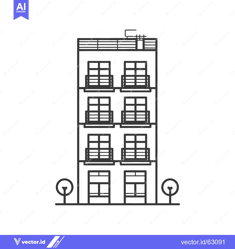 Premium Vector dari A simple black and white illustration of a tall building