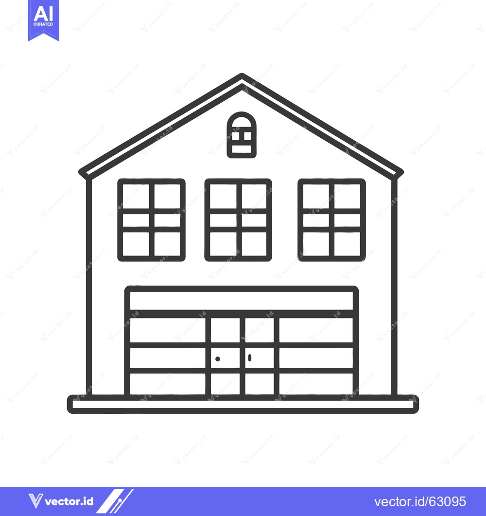 Premium Vector dari A simple black and white illustration of a building exterior facade
