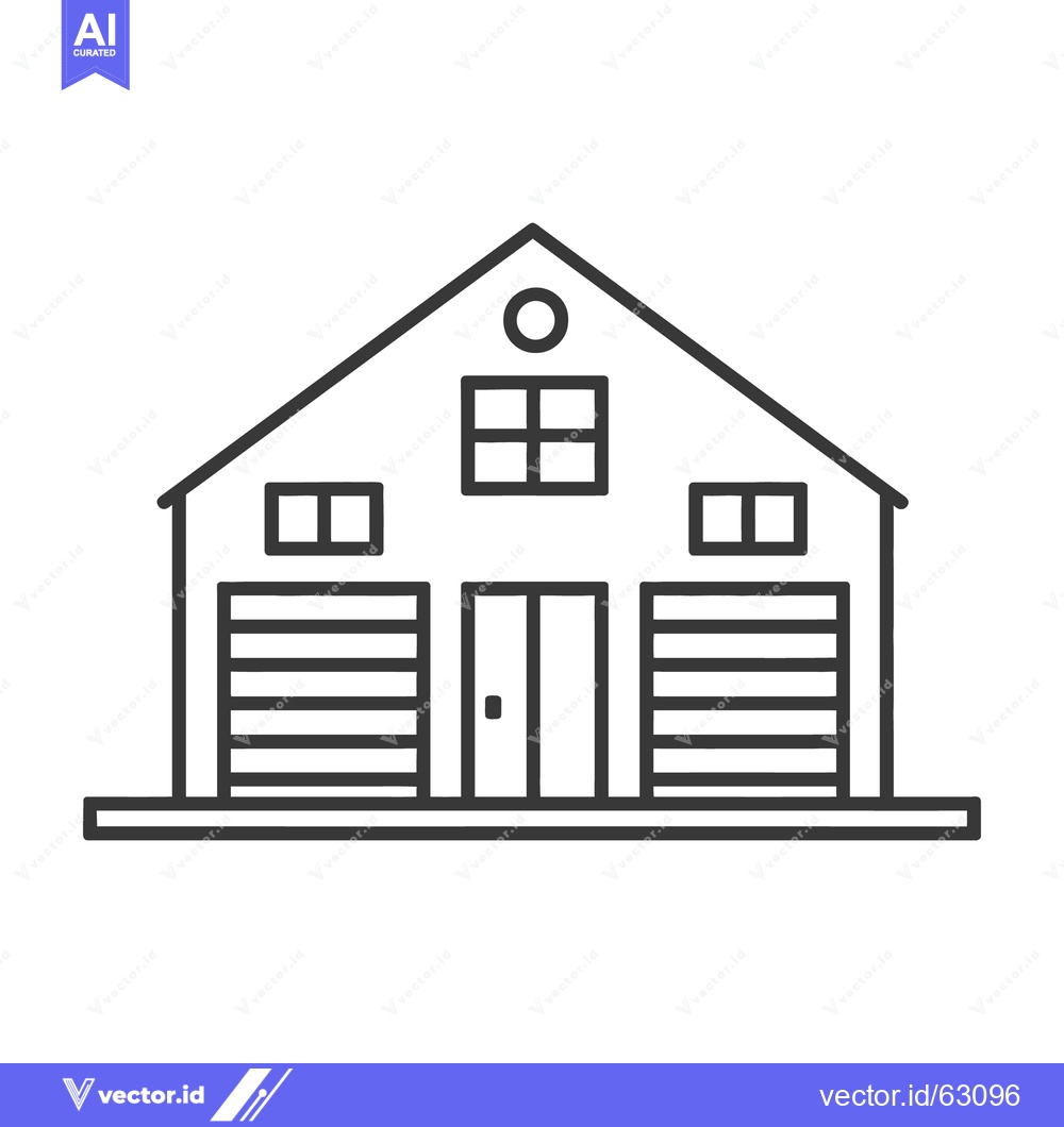 Premium Vector of A symmetrical illustration of a building with garage doors