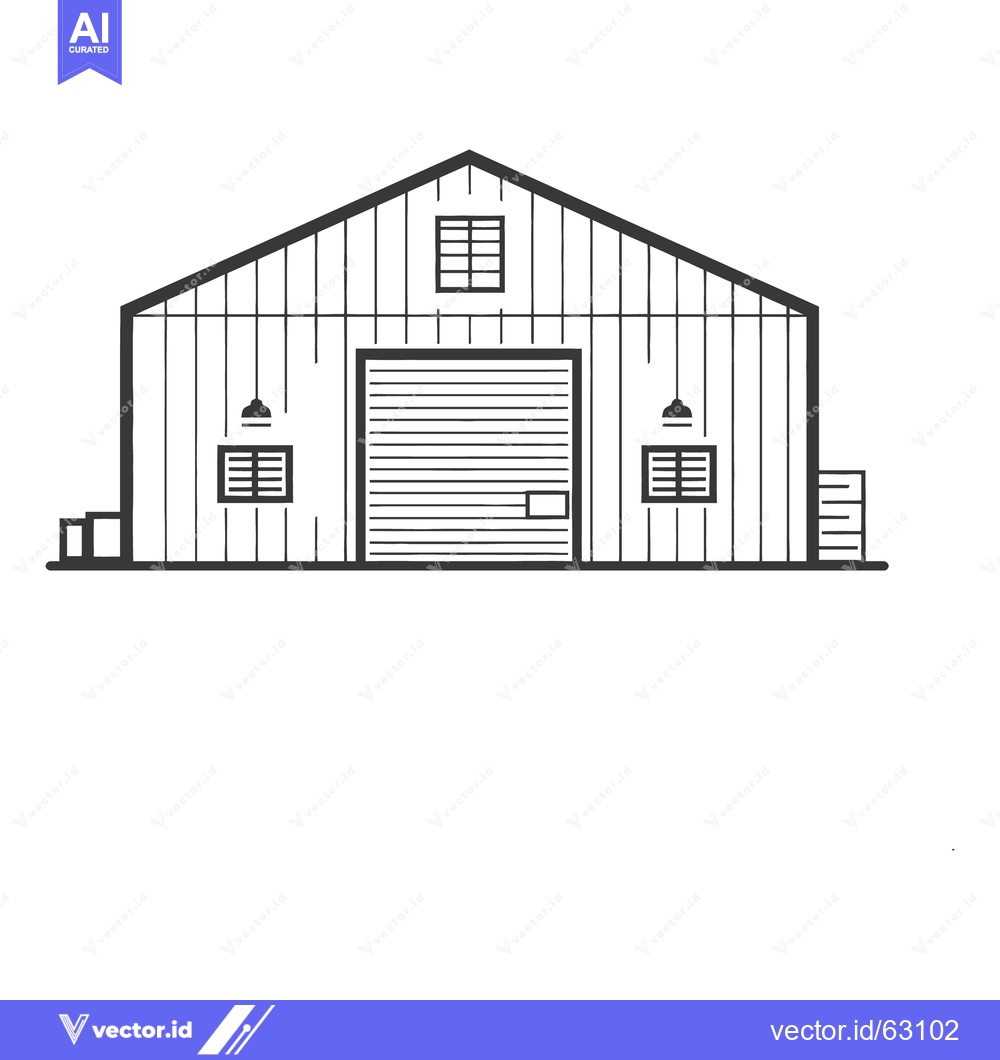 Premium Vector of A simple graphic illustration depicting a rural barn structure buildin