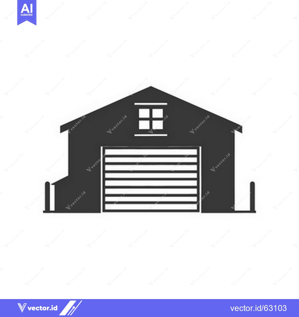 Premium Vector dari A simple black and white illustration of a garage building