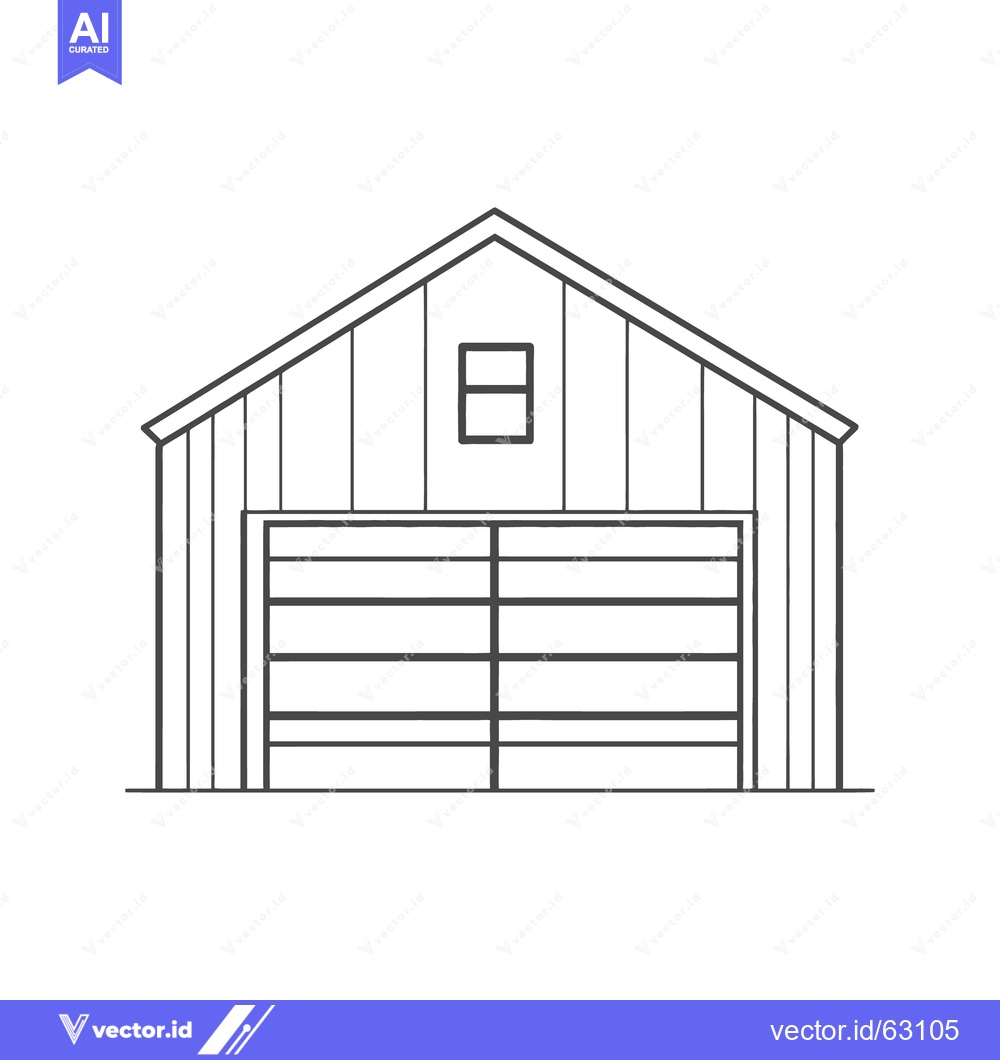 Premium Vector of Simple black and white illustration of a garage building exterior