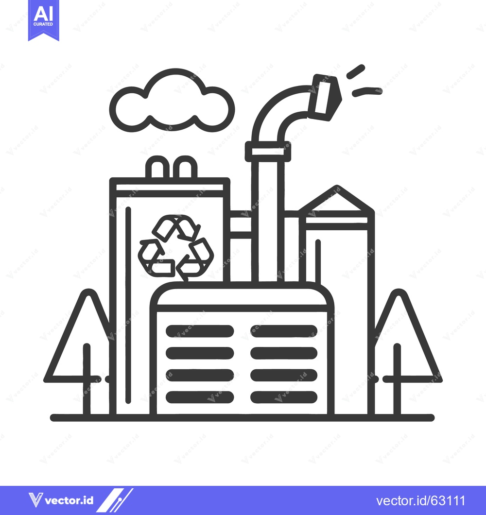 Premium Vector dari A graphic illustration of a factory using recycling symbols